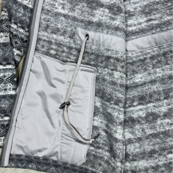 LL Bean Womens Medium Gray Fair Isle Hoodie Fleece Sweater Full Zip Long Sleeve - Picture 9 of 10